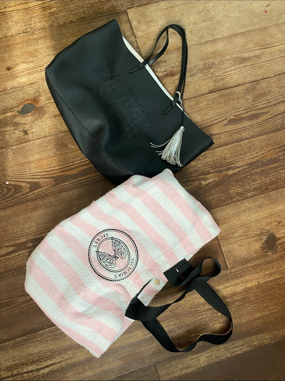 Victoria’s Secret Black Tote Bag with tassel and